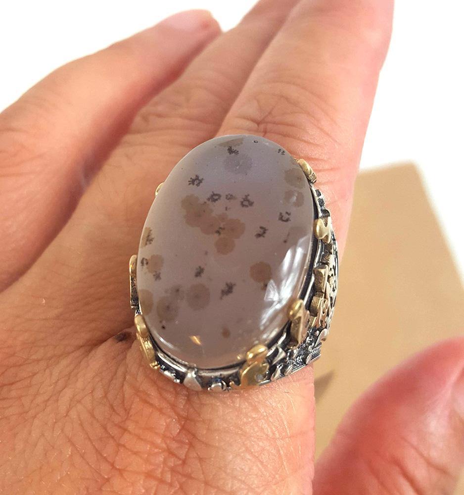 Yemeni Rare Genuine Agate 925 Silver Men's Ring MFPN0045 - Arabian Shopping Zone