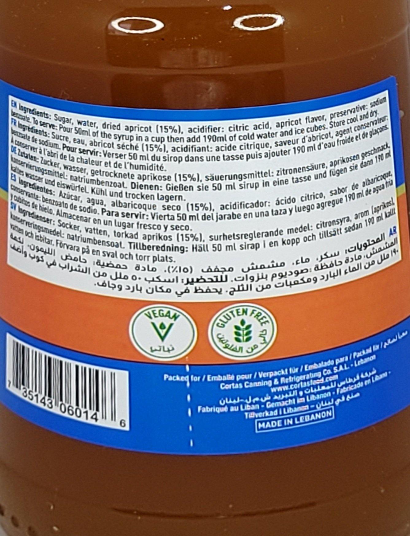 Apricot Concentrated Juice 600ml - Arabian Shopping Zone