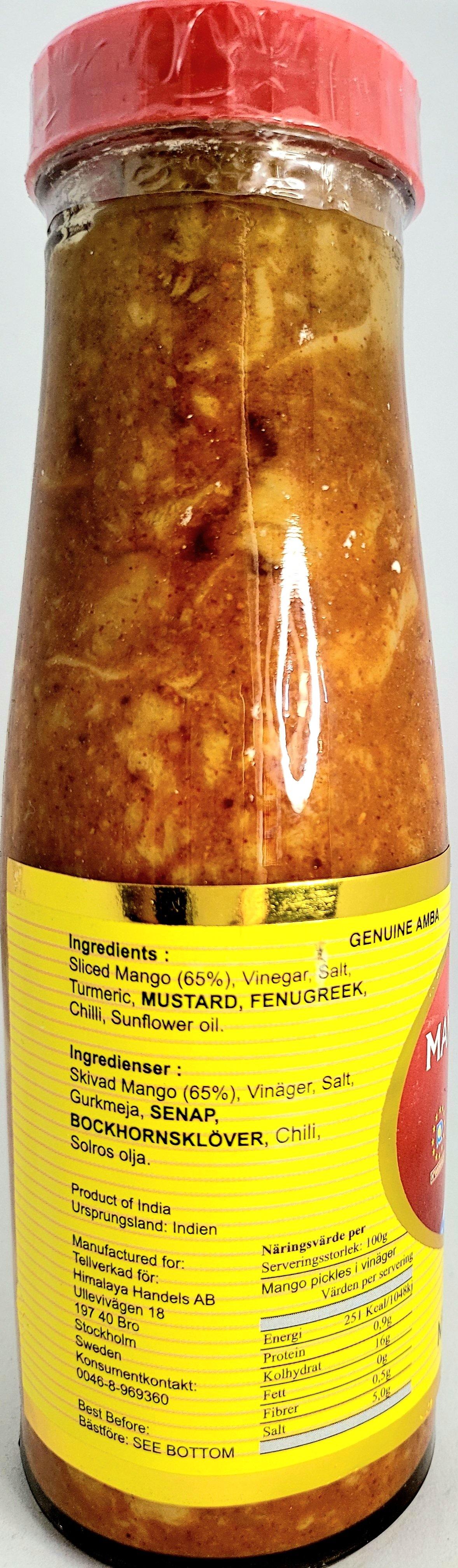 Hot Sliced Mango Pickles Amba 450g - Arabian Shopping Zone