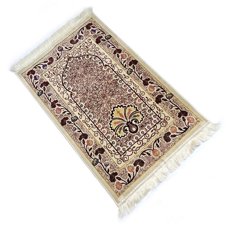Turkish Plush Prayer Rug Gilted-lines - Arabian Shopping Zone