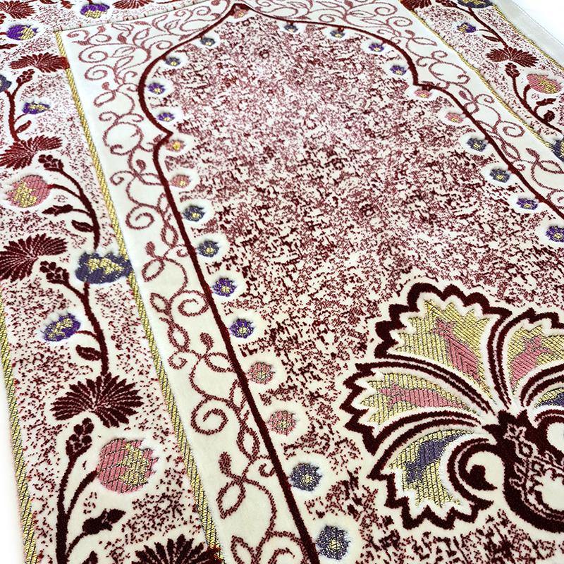 Turkish Plush Prayer Rug Gilted-lines - Arabian Shopping Zone