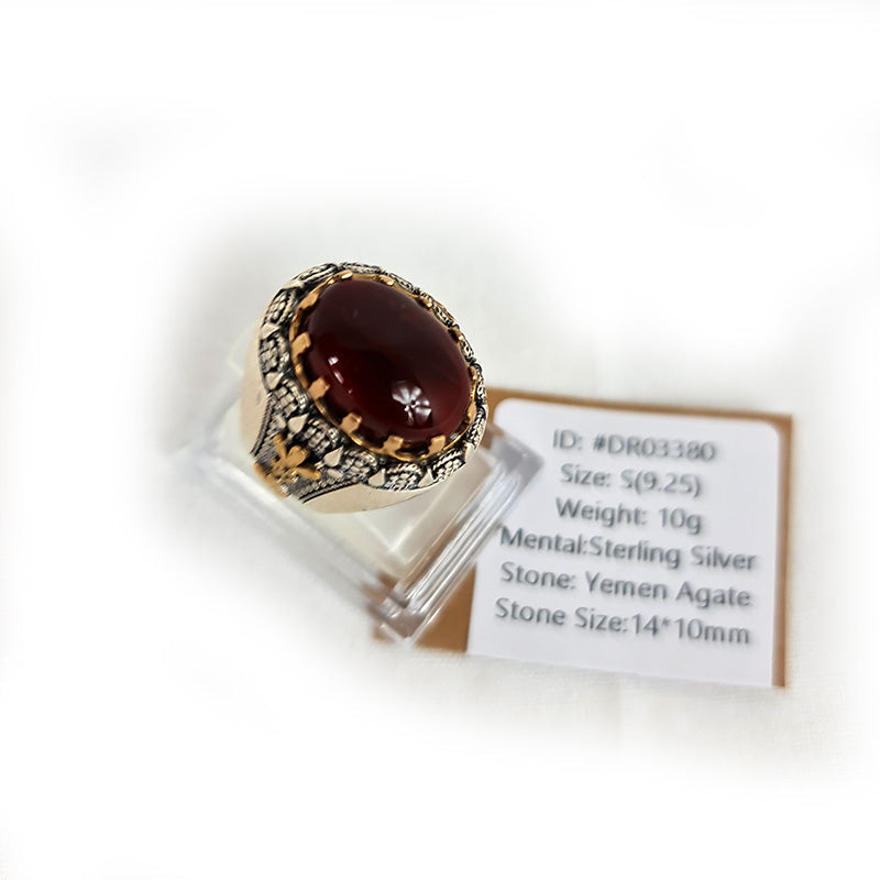 Yemeni Rare Original Achat 925 Silber Herren Ring DR03380