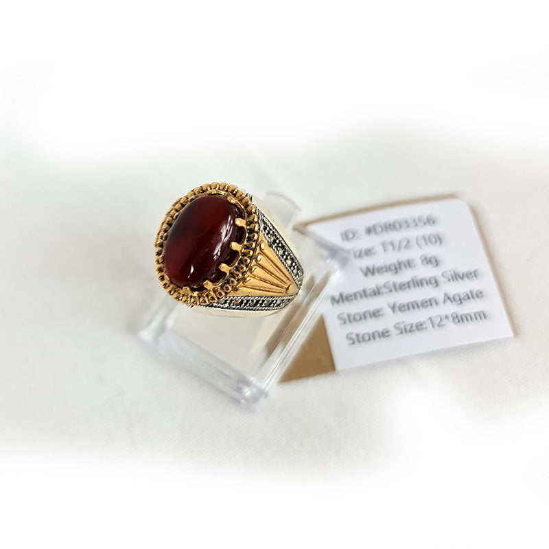 Yemeni Rare Original Achat 925 Silber Herren Ring DR03356