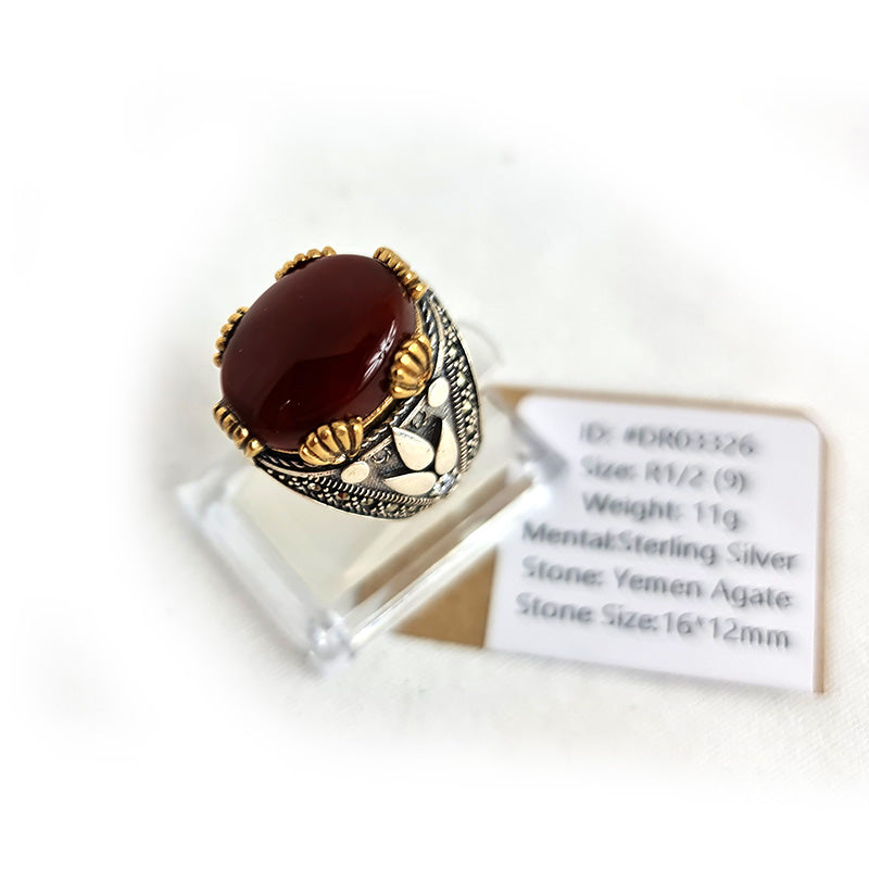 Yemeni Rare Original Achat 925 Silber Herren Ring DR03326