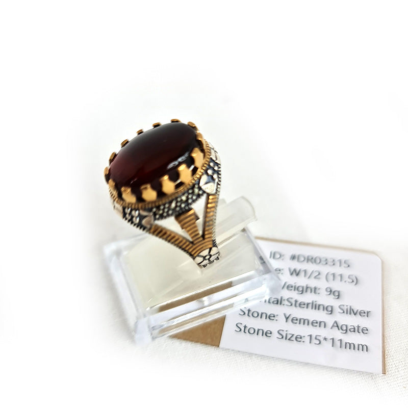 Yemeni Rare Original Achat 925 Silber Herren Ring DR03315