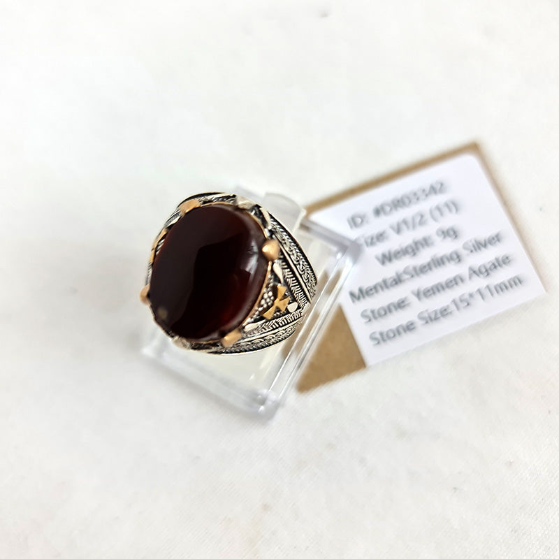 Yemeni Rare Original Achat 925 Silber Herren Ring DR03342