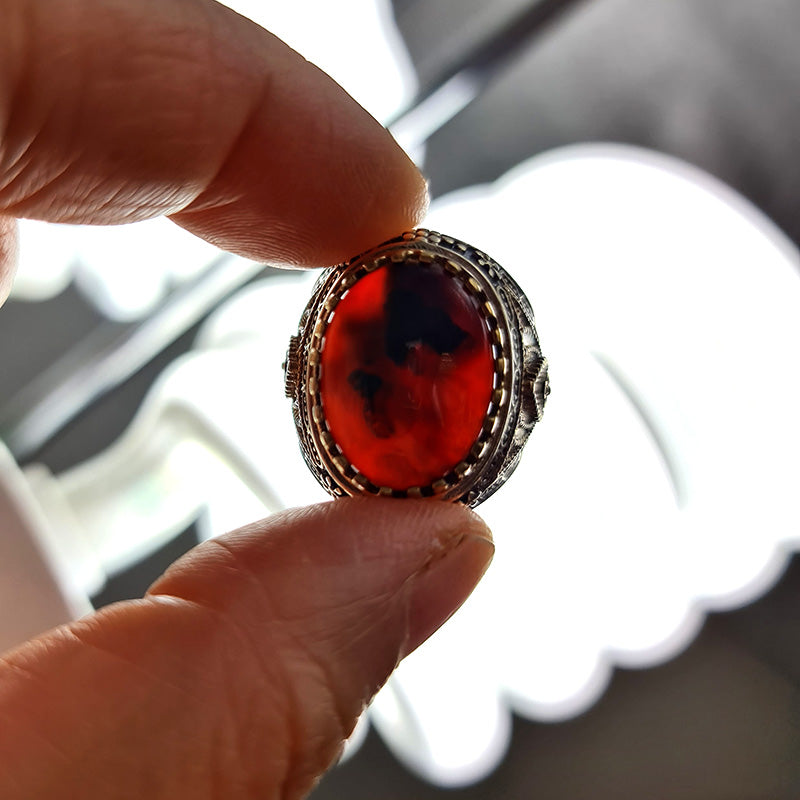 Yemeni Rare Original Achat 925 Silber Herren Ring DR03351