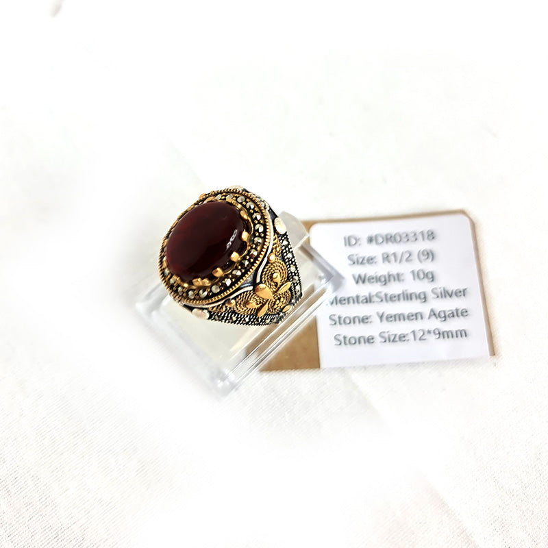 Yemeni Rare Original Achat 925 Silber Herren Ring DR03318