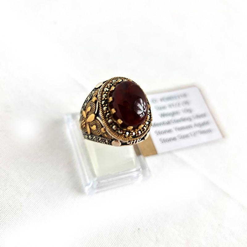 Yemeni Rare Original Achat 925 Silber Herren Ring DR03318