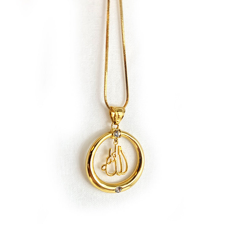 slamic Allah Name Anhänger Halskette für Frauen Gold Farbe