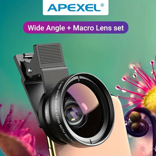 APEXEL 2-in-1 HD Camera Phone Lens 0.45x Ultra Wide Angle And 12.5x Macro Lens For IPhone, Samsung, Xiaomi, Android, All Smartphone Accessories