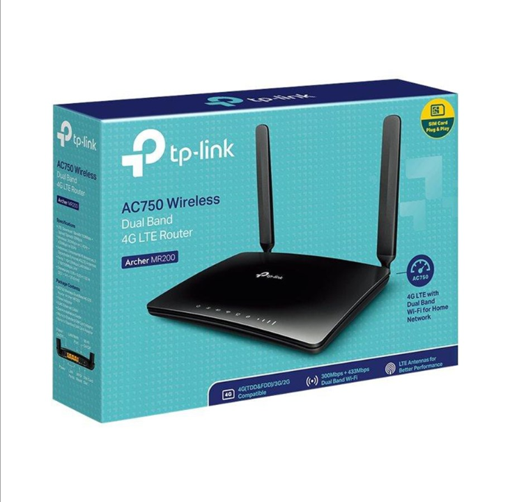 TP-Link Archer MR200 AC750 Wireless Dual Band 4G LTE Router - 4G Wi-Fi 5