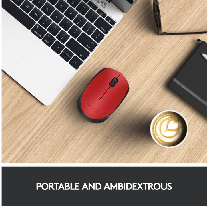 Logitech M171 - mouse - 2.4 GHz - black, red - Mouse - Optic - 3 buttons - Black