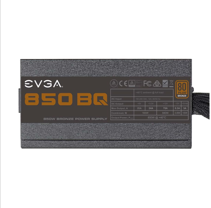مزود طاقة EVGA BQ 850 - 850 وات - 140 ملم - شهادة 80 بلس البرونزية