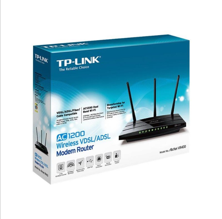 TP-Link Archer VR400 AC1200 Wireless VDSL/ADSL Modem Router - Wireless router Wi-Fi 5