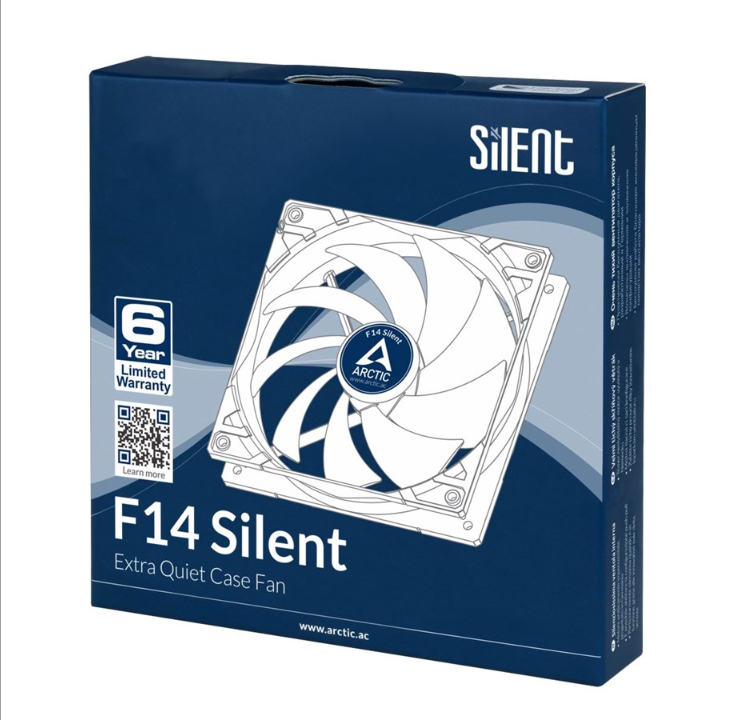 Arctic F14 Silent - Chassis fan - 140mm - Black with white wings - 16 dBA