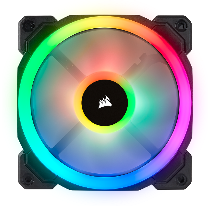 Corsair LL120 RGB Dual Light 3-pack + Node PRO - مروحة الهيكل - 120 مم - أسود مع RGB LED - 24 ديسيبل