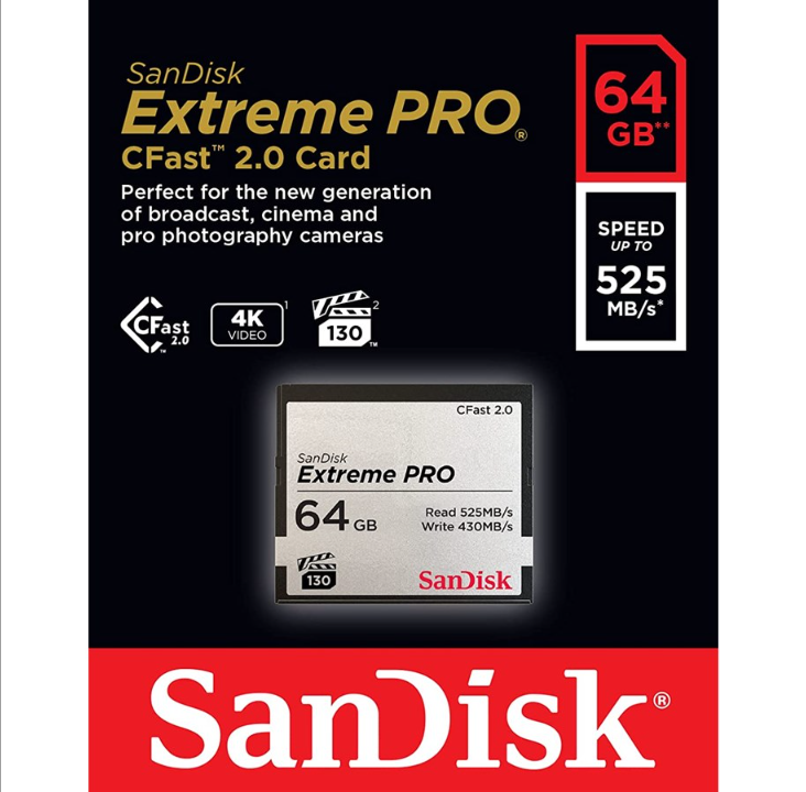 SanDisk Extreme Pro CFast 2.0 - 525 ميجابايت/ثانية - 64 جيجابايت
