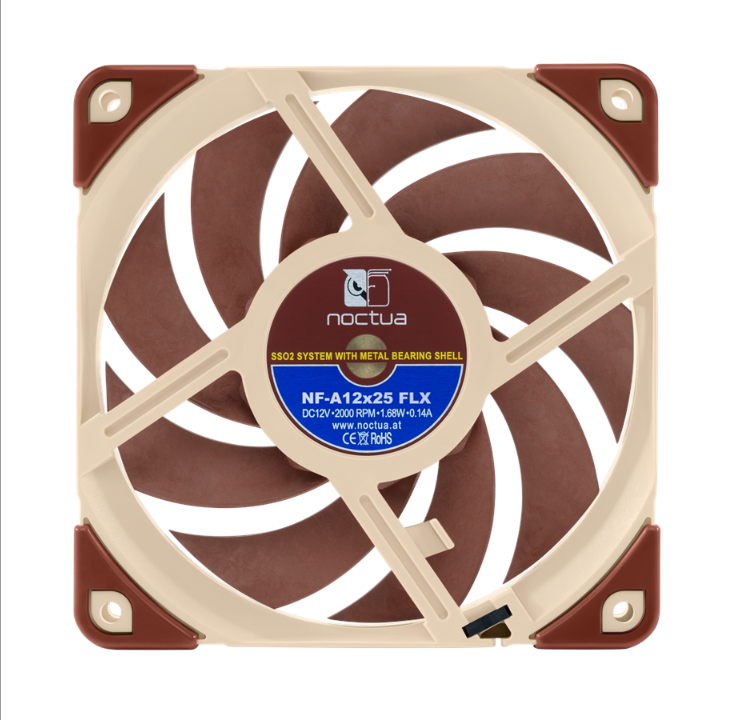 Noctua NF-A12x25 FLX - Chassis fan - 120mm - Brown - 22 dBA