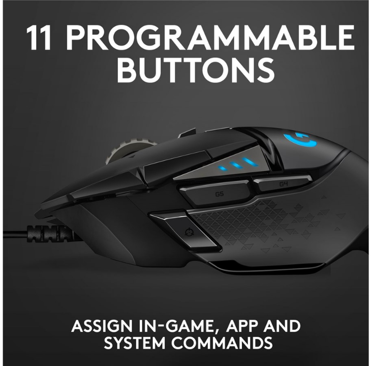Logitech G502 HERO - Gaming mouse - Optic - 11 buttons - Black with RGB light
