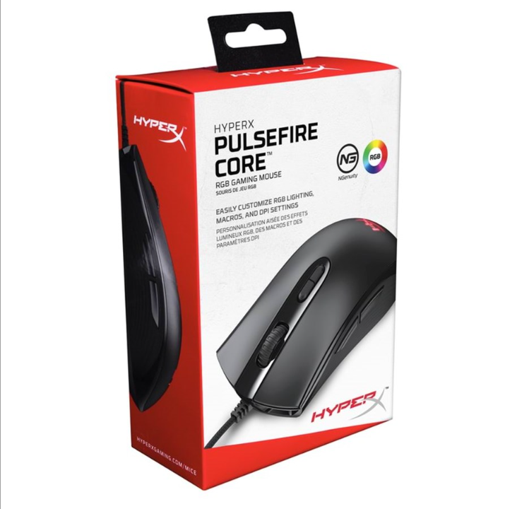 HyperX Pulsefire Core RGB - ماوس ألعاب - بصري - 7 أزرار - أسود