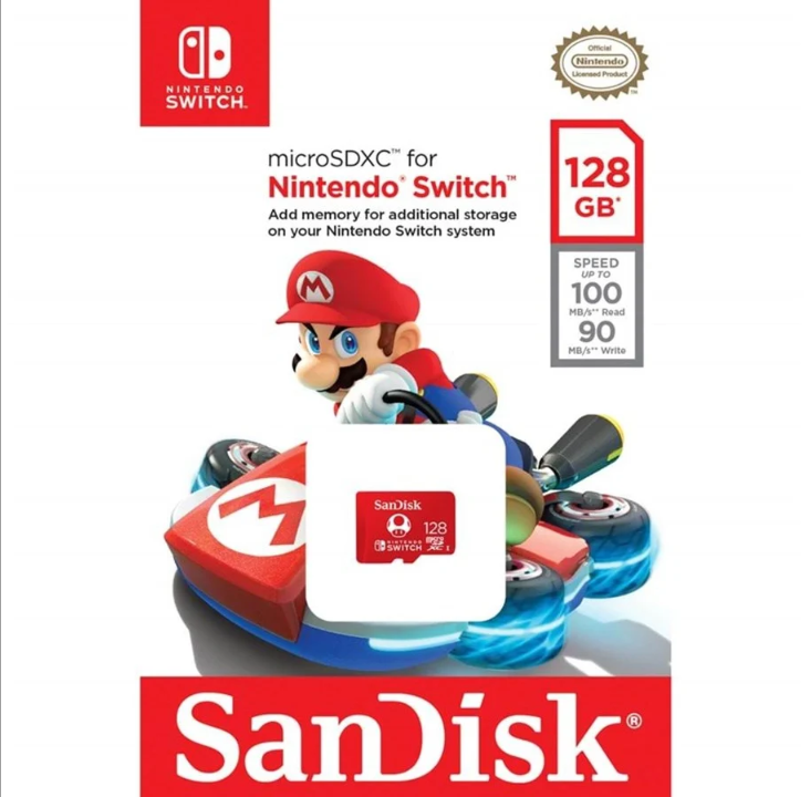 بطاقة SanDisk Nintendo Switch microSD - بسرعة 100 ميجابايت/ثانية - 128 جيجابايت - إصدار ماريو