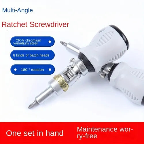 8-in-1 Multi-angle Labor-saving Ratchet, Universal Multi-angle Screwdriver, Special-shaped Plum Blossom Change Cone Driver, Cross Word