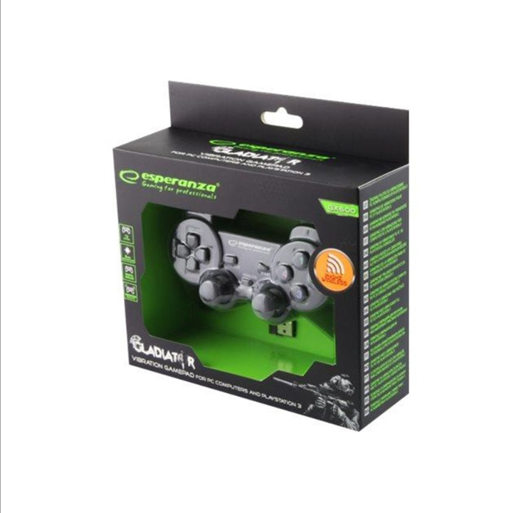 Esperanza GAMEPAD WIRELESS 2.4GHZ PS3/PC USB GLADIATOR BLACK - Gamepad - PC