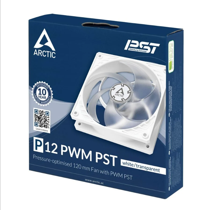 Arctic P12 PWM PST - Transparent/White - Chassis fan - 120mm - White - 23 dBA