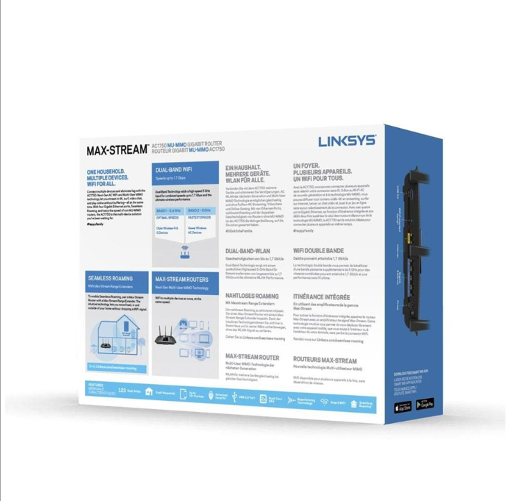 Linksys EA7300 MAX-STREAM AC1750 MU-MIMO Gigabit Wi-Fi Router - Wireless router Wi-Fi 5