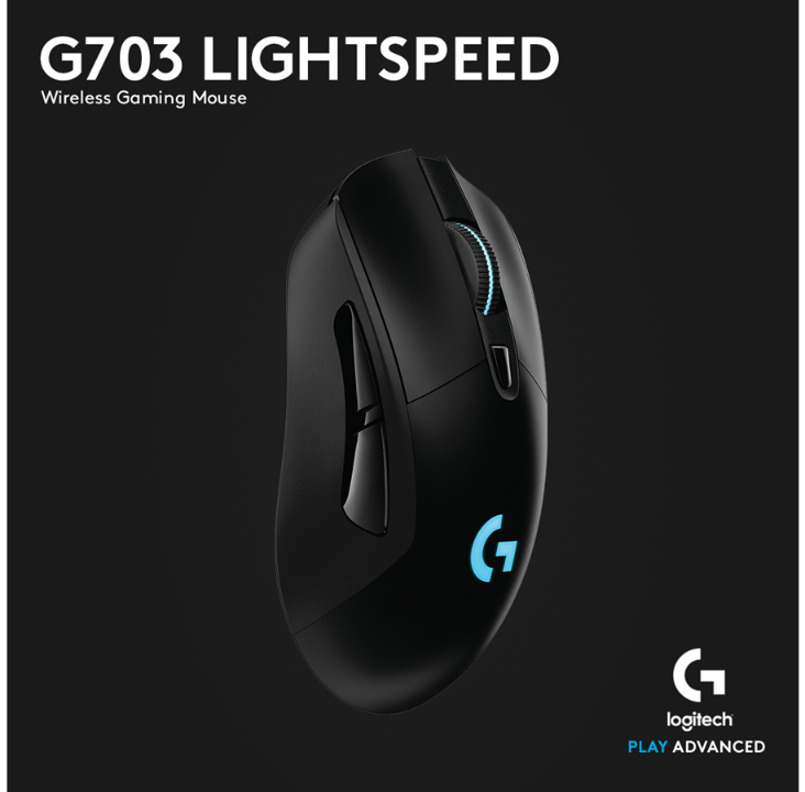 لوجيتك G703 لايت سبيد هيرو لاسلكي - ماوس ألعاب - بصري - 6 أزرار - أسود مع ضوء RGB