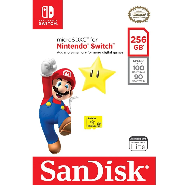 SanDisk Nintendo Switch microSD - 100MB/s - 256GB - 马里奥版