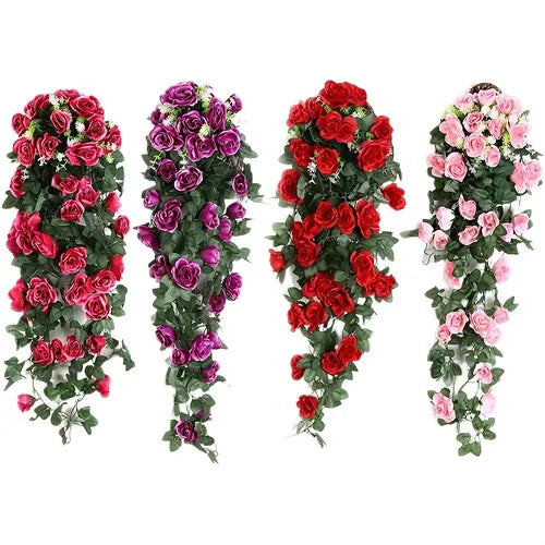 1 件人造花藤条、假植物藤条、装饰壁挂玫瑰、家居装饰配件婚礼装饰假花环