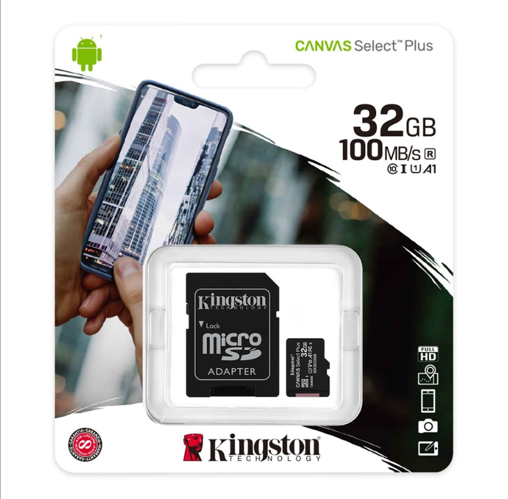 Kingston Canvas Select Plus microSD/SD - 100MB/s - 32GB