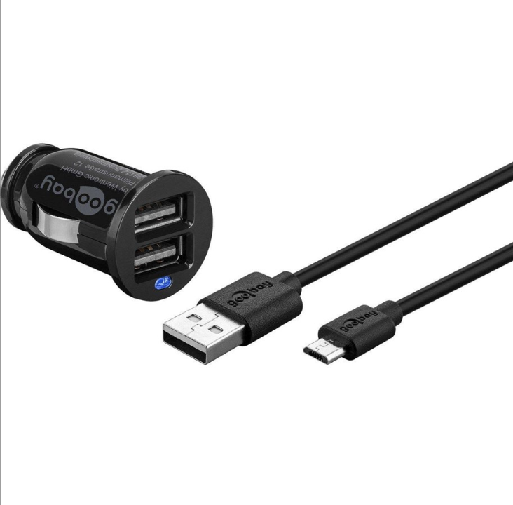 Pro USB Car charger 12V - 2x USB (2.4A) - 1m cable