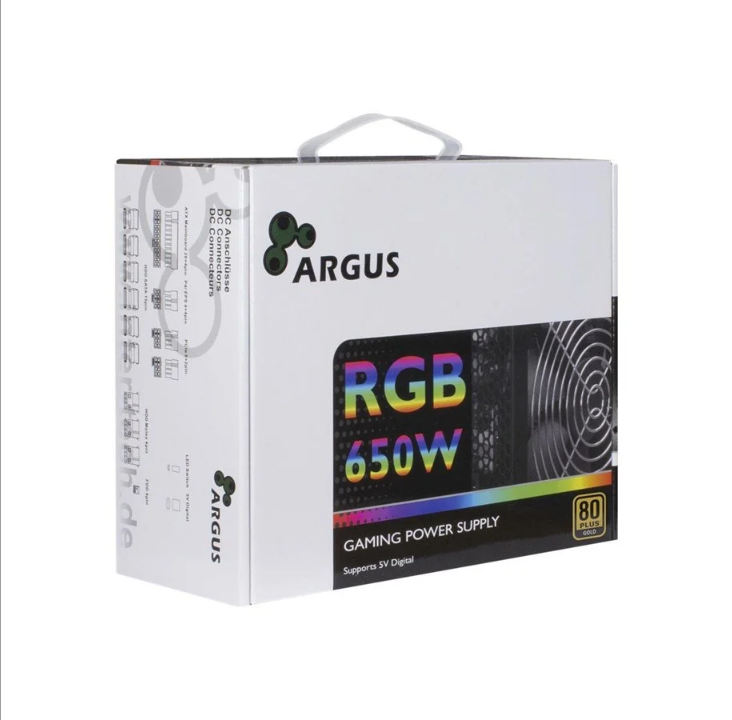Inter-Tech Argus RGB-650W CM II power supply - 650 Watt - 140 mm - 80 Plus Gold certificate