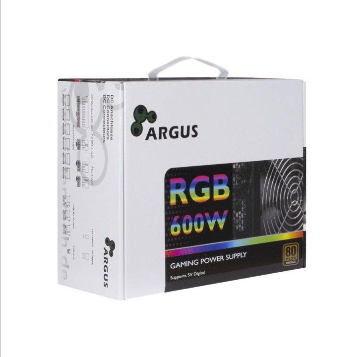 Inter-Tech Argus RGB-600W II power supply - 600 Watt - 140 mm - 80 Plus Bronze certificate