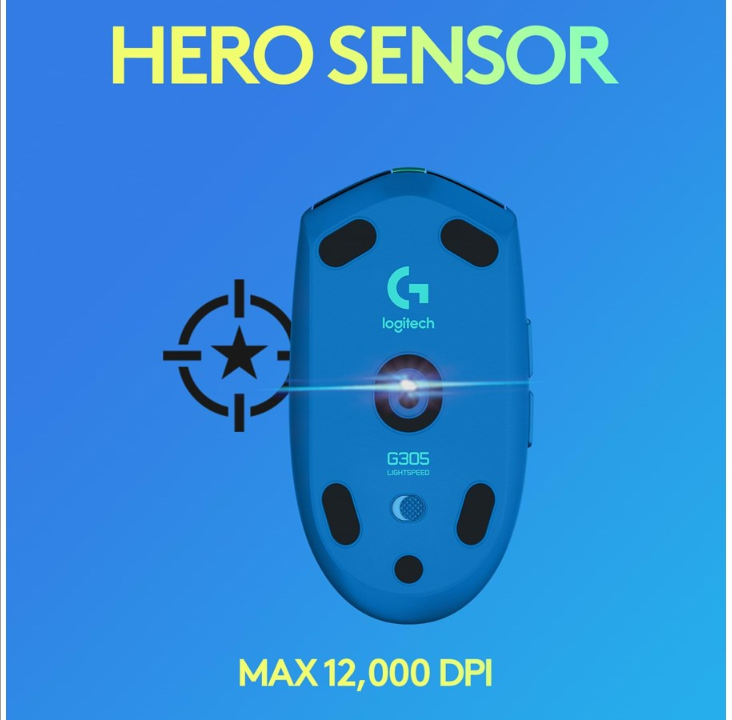 Logitech G305 LIGHTSPEED - Blue - Gaming mouse - Optic - 6 buttons - Bl? with RGB