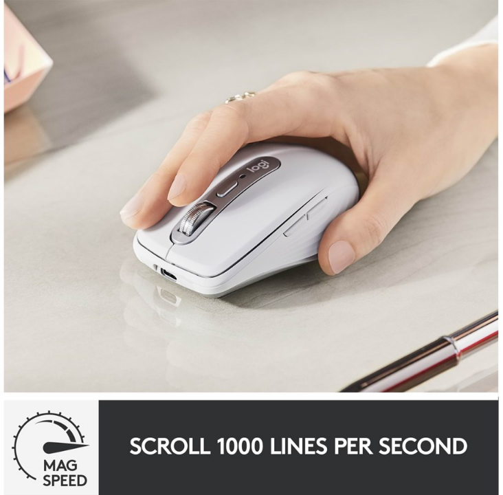 Logitech MX Anywhere 3 Wireless Mouse for Mac - Pale Gray - Mouse - Optic - 6 buttons - Gr?