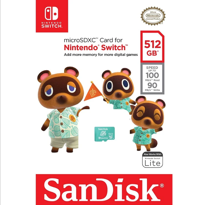 SanDisk Nintendo Switch microSD - 100MB/s - 512GB - 动物之森版