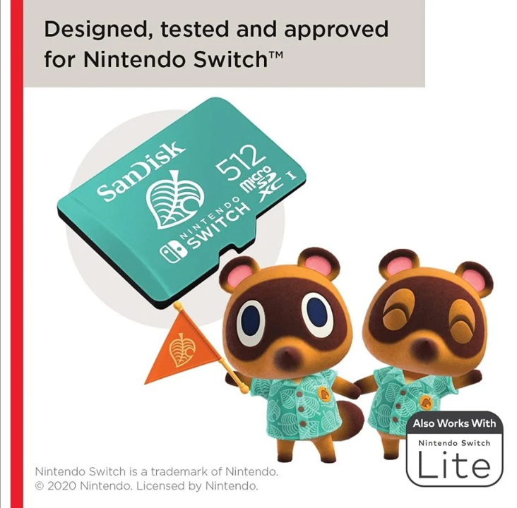 SanDisk Nintendo Switch microSD - 100MB/s - 512GB - 动物之森版