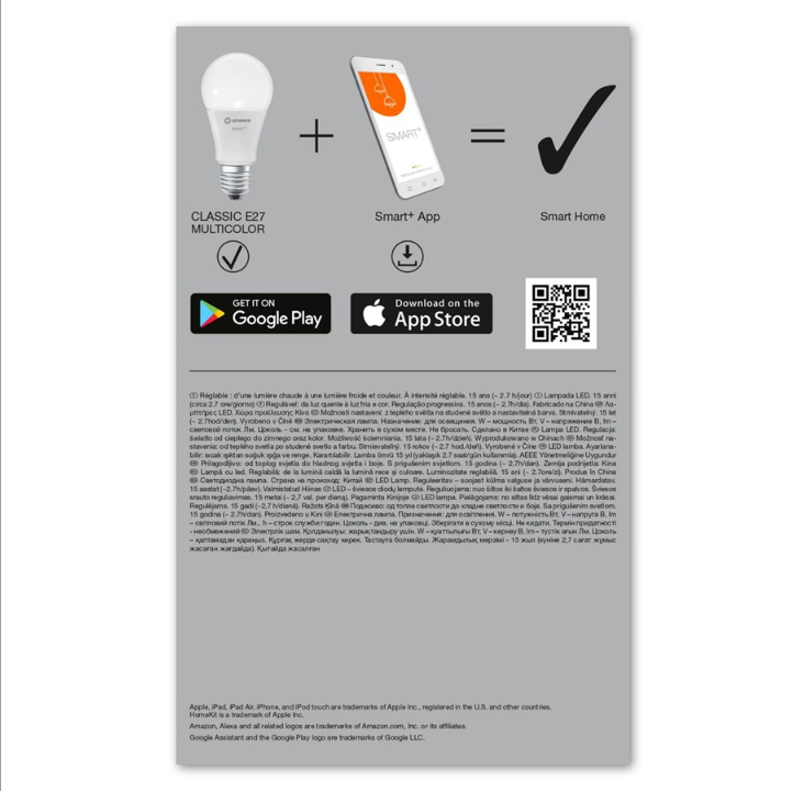 LEDVANCE SMART+ WiFi Classic A60 RGBW E27 FR