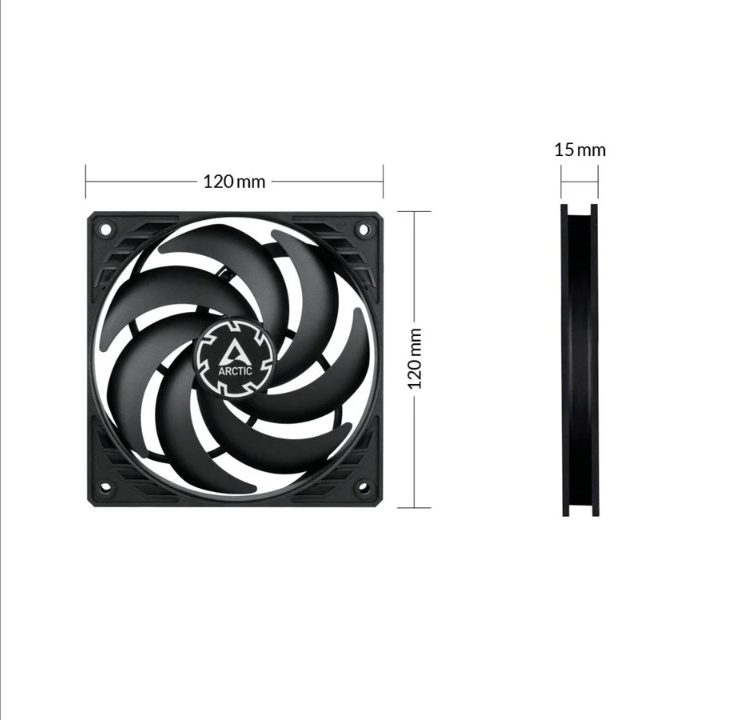 Arctic P12 Slim PWM PST - Chassis fan - 120mm - Black - 23 dBA