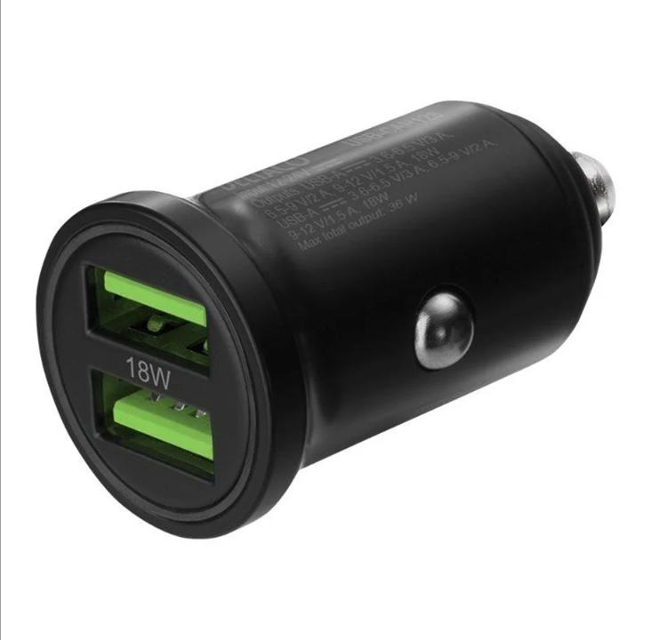 Deltaco USB car charger 2x USB-A 18 W fast charg *DEMO*