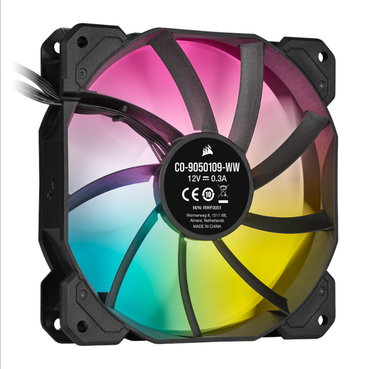 Corsair iCUE SP120 RGB Elite Performance Black - Kit with iCUE Lighting Node CORE - Chassis fan - 120mm - Black with RGB LED - 27 dBA
