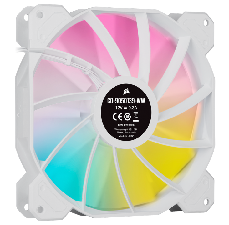 Corsair iCUE SP140 RGB Elite Performance White - Kit with iCUE Lighting Node CORE - Chassis fan - 140mm - White with RGB light - 27 dBA
