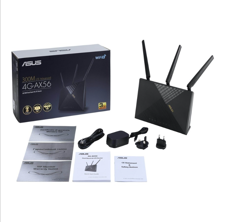 ASUS 4G-AX56 Cat.6 300Mbps Dual-Band WiFi 6 AX1800 LTE Router - Wireless router Wi-Fi 6