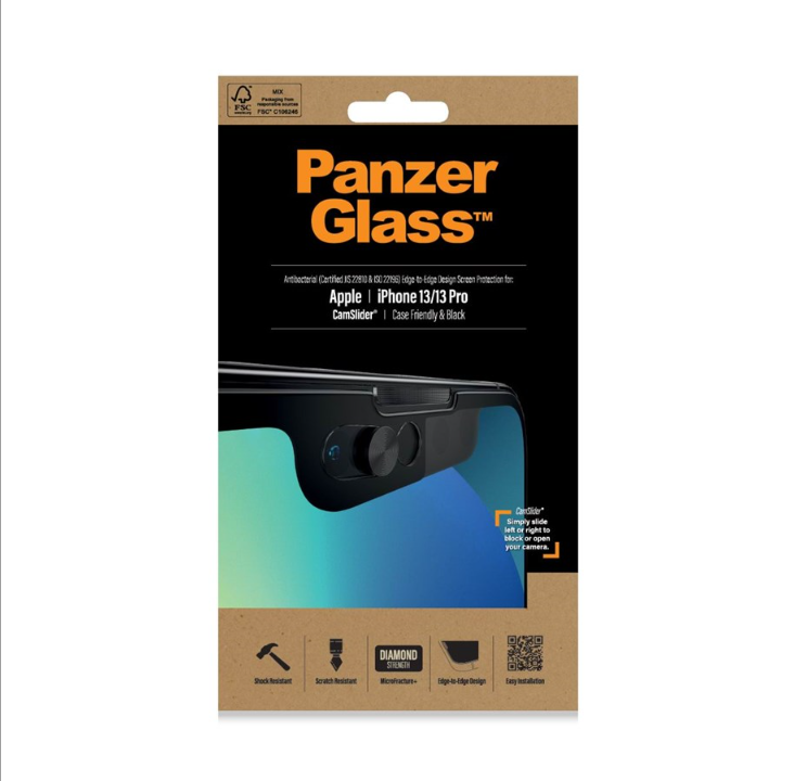 PanzerGlass CamSlider® Screen Protector Apple iPhone 13 | 13 Pro | Edge-to-Edge