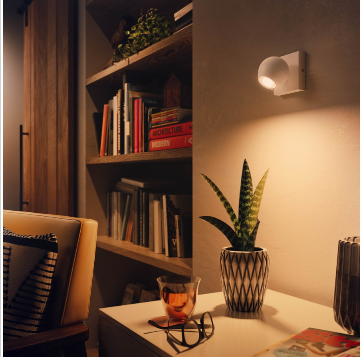 Philips Hue Buckram Single Spotlight - White - With Dimmer Switch
