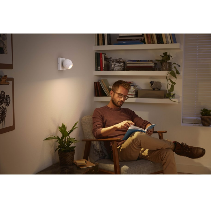 Philips Hue Buckram Single Spotlight - White - With Dimmer Switch